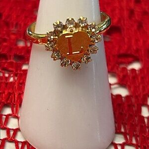 Gold Heart Ring with L initial